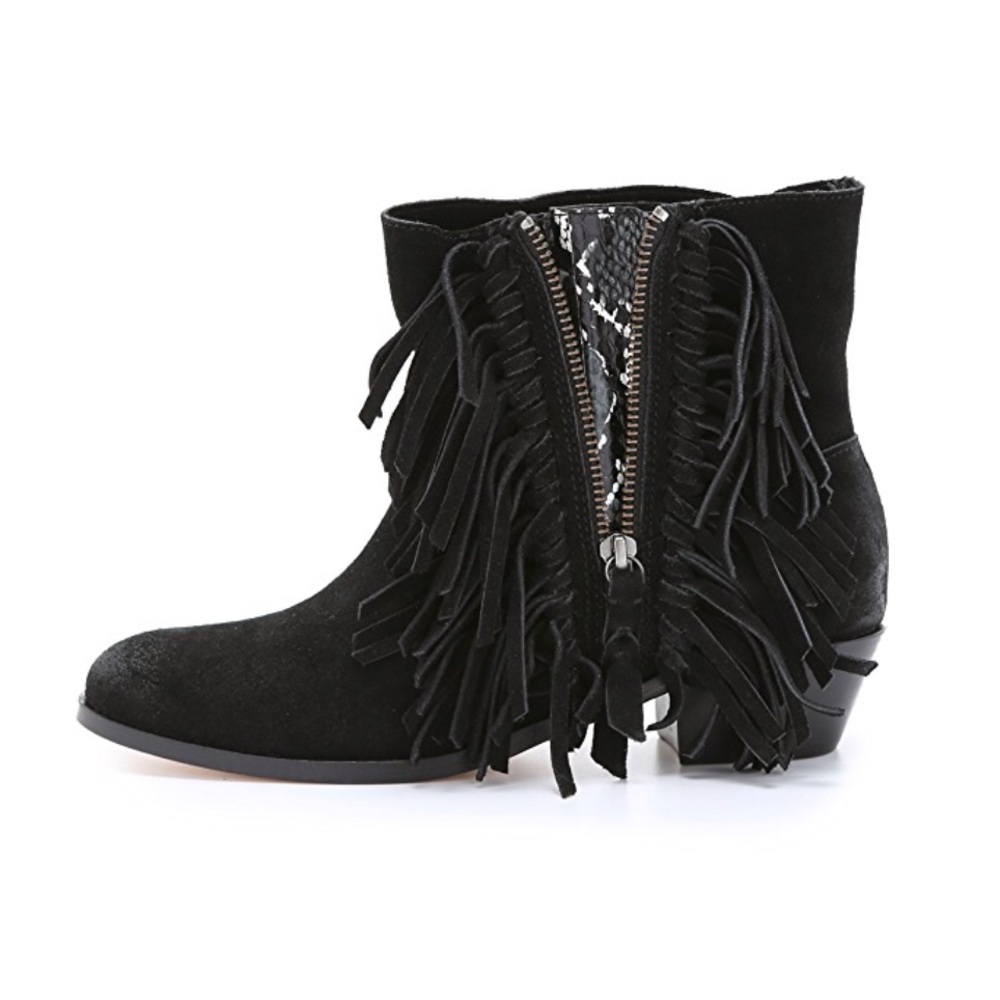 ANTHRO CYNTHIA VINCENT Nibble Fringe Suede Booties - Picture 1 of 8